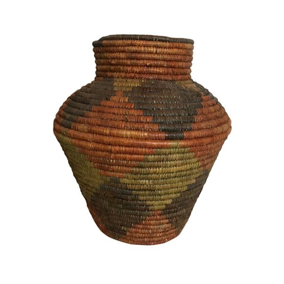 Vintage NATIVE AMERICAN Olla Basket Handwoven Southwestern Decor 12 X 9 U.S. - Picture 1 of 8